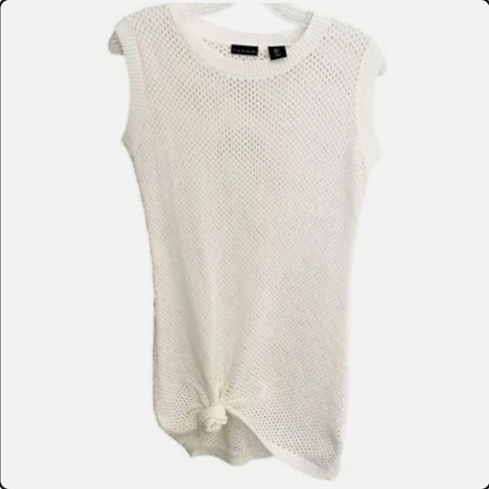 Tahari Swim!! Women’s Mesh Crochet Dress Size S Swimsuit Cover Mini Sleeve